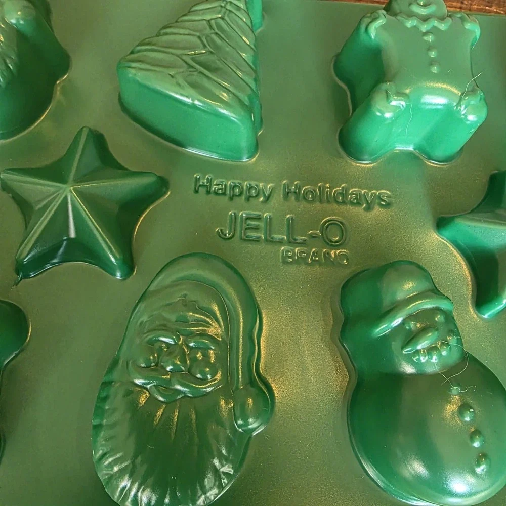 Jell-O Jigglers Mold Christmas Holiday Lot of 2 Vintage Green Santa Tree‎